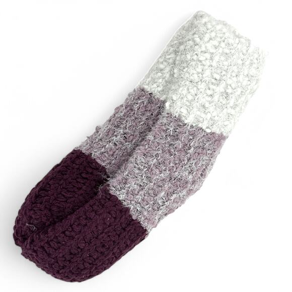 Muk Luks Purple Stripe Cabin Socks Shea Butter Infused No Slip S/M 6-8 - Picture 3 of 4